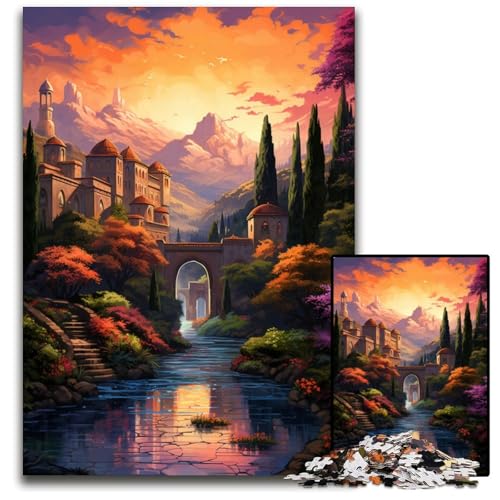 Puzzle für Erwachsene 1000 Teile Die farbenfrohe Psychedelia der Alhambra anspruchsvolle Puzzles interaktives Familienspiel Gehirn-Herausforderung Lernspielzeug 1000 Teile (75x50cm) von CYSEHKRBL