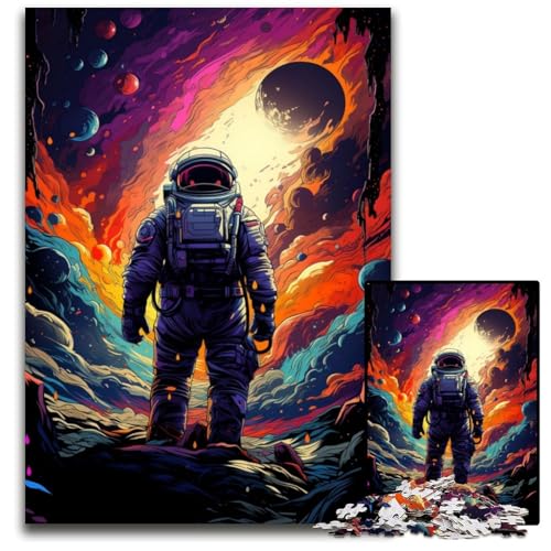 Puzzle für Erwachsene 1000 Teile Die farbenfrohe Psychedelia der Raumfahrt pädagogisches Denkspiel künstlerische Heim- und Bürodekoration Alter 1000 PCS (38x26cm) von CYSEHKRBL