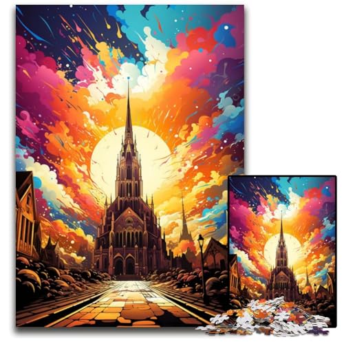 Puzzle für Erwachsene 1000 Teile Die farbenfrohe Psychedelia der St. James‘s Cathedral anspruchsvolle Puzzles interaktives Familienspiel Gehirn-Herausforderung Lernspielzeug 1000 Teile (38x26cm) von CYSEHKRBL