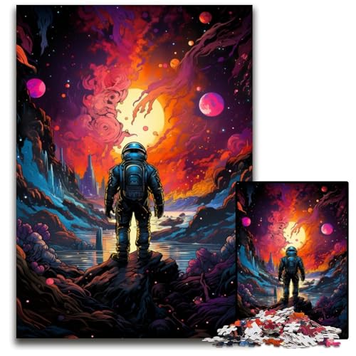 Puzzle für Erwachsene 1000 Teile Die farbenfrohe Psychedelia der Weltraumforscher Holzpuzzle Familie und Freunde geeignet für Kinder ab 1000 Jahren 1000 Teile (75x50cm) von CYSEHKRBL
