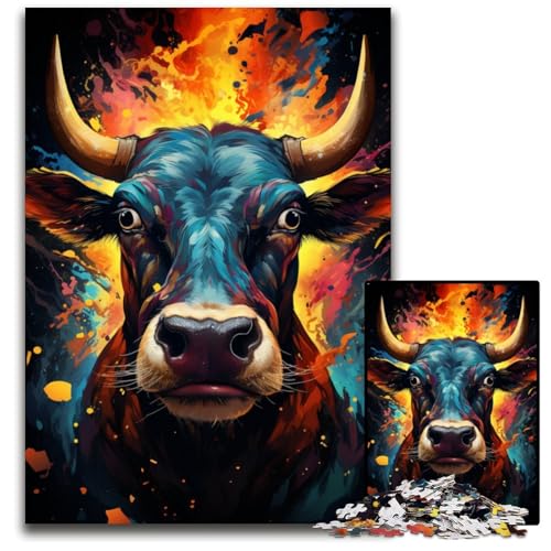 Puzzle für Erwachsene 1000 Teile Die farbenfrohe Psychedelia der mutierten Kühe anspruchsvolle Puzzles interaktives Familienspiel Gehirn-Herausforderung Lernspielzeug 1000 Teile (75x50cm) von CYSEHKRBL