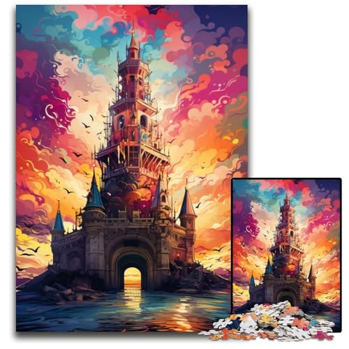 Puzzle für Erwachsene 1000 Teile Die farbenfrohe Psychedelia des Belem-Turms pädagogisches Denkspiel künstlerische Heim- und Bürodekoration Alter 1000 PCS (38x26cm) von CYSEHKRBL