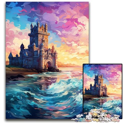 Puzzle für Erwachsene 1000 Teile Die farbenfrohe Psychedelia des Belem-Turms pädagogisches Denkspiel künstlerische Heim- und Bürodekoration Alter 1000 PCS (38x26cm) von CYSEHKRBL
