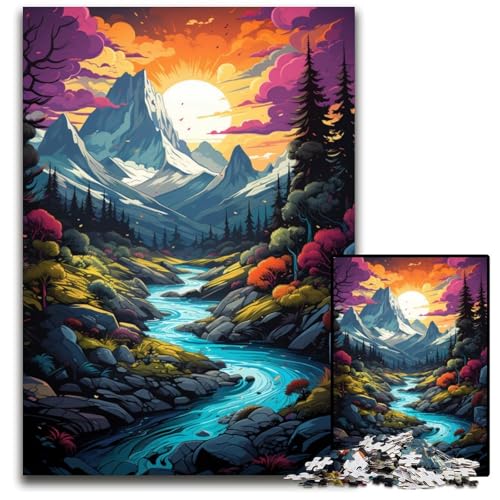 Puzzle für Erwachsene 1000 Teile Die farbenfrohe Psychedelia des Fjords anspruchsvolle Puzzles interaktives Familienspiel Gehirn-Herausforderung Lernspielzeug 1000 Teile (75x50cm) von CYSEHKRBL