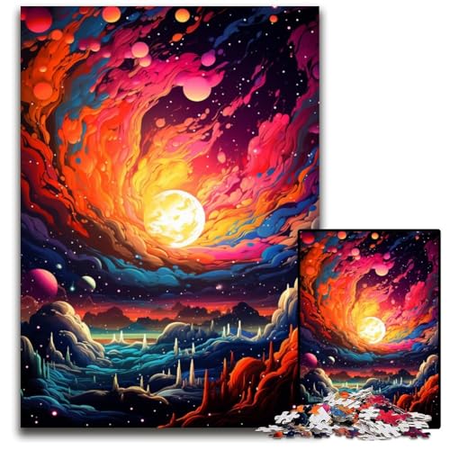 Puzzle für Erwachsene 1000 Teile Die farbenfrohe Psychedelia des Neonplaneten anspruchsvolle Puzzles interaktives Familienspiel Gehirn-Herausforderung Lernspielzeug 1000 Teile (38x26cm) von CYSEHKRBL