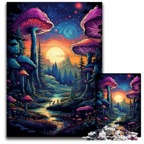 Puzzle für Erwachsene 1000 Teile Die farbenfrohe Psychedelia des Pilzplaneten anspruchsvolle Puzzles interaktives Familienspiel Gehirn-Herausforderung Lernspielzeug 1000 Teile (75x50cm) von CYSEHKRBL