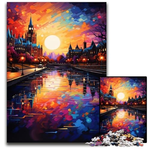 Puzzle für Erwachsene 1000 Teile Die farbenfrohe Psychedelia des Rideau-Kanals anspruchsvolle Puzzles interaktives Familienspiel Gehirn-Herausforderung Lernspielzeug 1000 Teile (75x50cm) von CYSEHKRBL