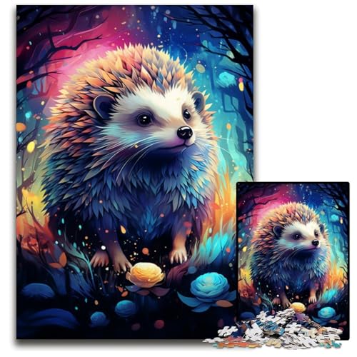 Puzzle für Erwachsene 1000 Teile Die farbenfrohe Psychedelia des Sternennacht-Igels anspruchsvolle Puzzles interaktives Familienspiel Gehirn-Herausforderung Lernspielzeug 1000 Teile (75x50cm) von CYSEHKRBL