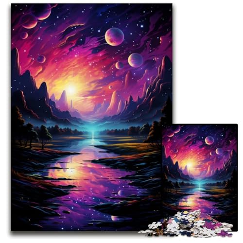 Puzzle für Erwachsene 1000 Teile Die farbenfrohe Psychedelia des kosmischen Sees anspruchsvolle Puzzles interaktives Familienspiel Gehirn-Herausforderung Lernspielzeug 1000 Teile (75x50cm) von CYSEHKRBL