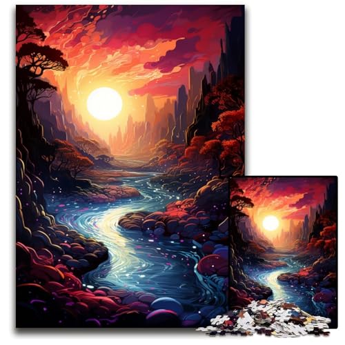Puzzle für Erwachsene 1000 Teile Die farbenfrohe Psychedelia von Red River Holzpuzzle Familie und Freunde geeignet für alle Altersgruppen 1000 Teile (75x50cm) von CYSEHKRBL