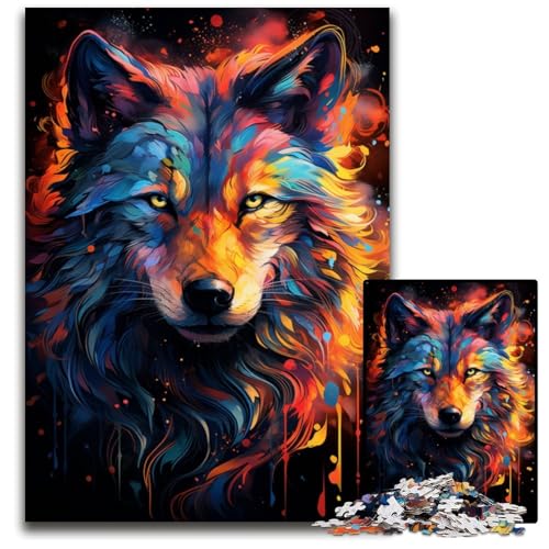 Puzzle für Erwachsene 1000 Teile Die farbenfrohe Psychedelia von Space Wolf anspruchsvolle Puzzles interaktives Familienspiel Gehirn-Herausforderung Lernspielzeug 1000 Teile (75x50cm) von CYSEHKRBL