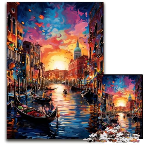 Puzzle für Erwachsene 1000 Teile Die farbenfrohe Psychedelia von Venedig anspruchsvolle Puzzles interaktives Familienspiel Gehirn-Herausforderung Lernspielzeug 1000 Teile (75x50cm) von CYSEHKRBL