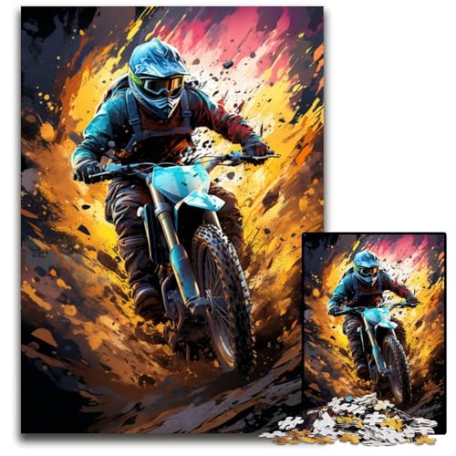 Puzzle für Erwachsene 1000 Teile Die farbenfrohe Psychedelie der Geländemotorräder anspruchsvolle Puzzles interaktives Familienspiel Gehirn-Herausforderung Lernspielzeug 1000 Teile (75x50cm) von CYSEHKRBL