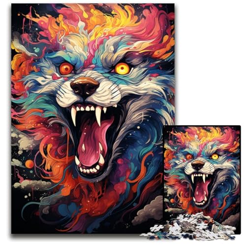 Puzzle für Erwachsene 1000 Teile Die farbenfrohe Psychedelie des giftigen Wolfsdrachen pädagogisches Denkspiel künstlerische Heim- und Bürodekoration Alter 1000 PCS (75x50cm) von CYSEHKRBL