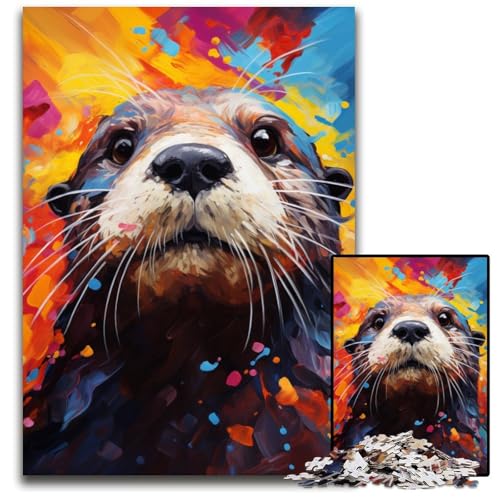 Puzzle für Erwachsene 1000 Teile Gemälde Bunte Seeotter-Puzzles für Erwachsene kompliziertes Design für Teenager DIY-Dekor und gehirnfördernder Spaß 1000 Teile (75 x 50 cm) von CYSEHKRBL