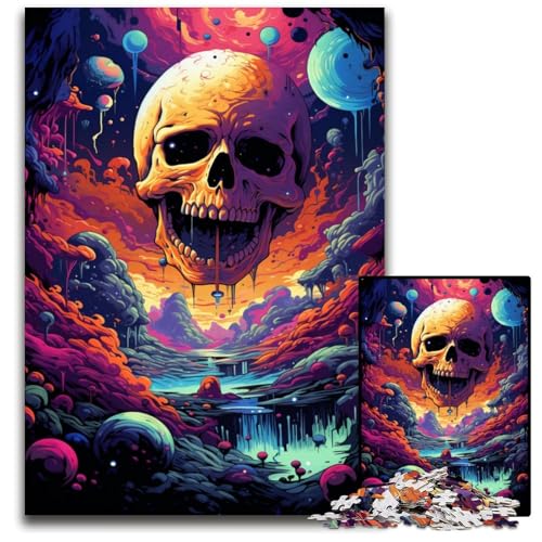 Puzzle für Erwachsene 1000 Teile Gemälde Bunte Totenkopf-Puzzles für Erwachsene für Heimdekoration Gehirntraining 1000 Teile (75 x 50 cm) von CYSEHKRBL