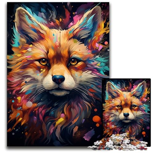 Puzzle für Erwachsene 1000 Teile Gemälde Farbe Fuchs Holzpuzzle Denksportaufgabe Geschenk pädagogische Aktivität für Teenager 1000 Teile (75 x 50 cm) von CYSEHKRBL