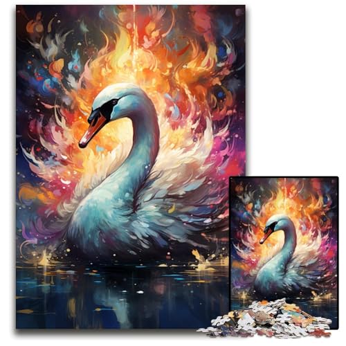 Puzzle für Erwachsene 1000 Teile Gemälde Farbe Schwan Puzzles für Erwachsene für Heimdekoration Gehirntraining 1000 Teile (75 x 50 cm) von CYSEHKRBL