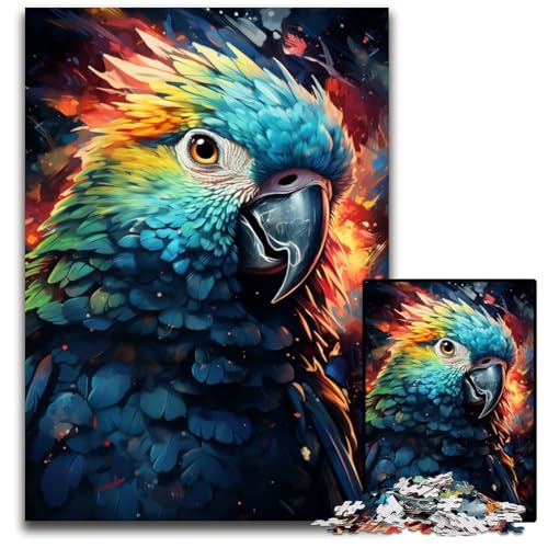 Puzzle für Erwachsene 1000 Teile Gemälde bunter Papagei Holzpuzzle für Erwachsene Spielgeschenk für Erwachsene interaktives Familienspiel Gehirn-Herausforderung Geschenk 1000 Teile (75 x 50 cm) von CYSEHKRBL