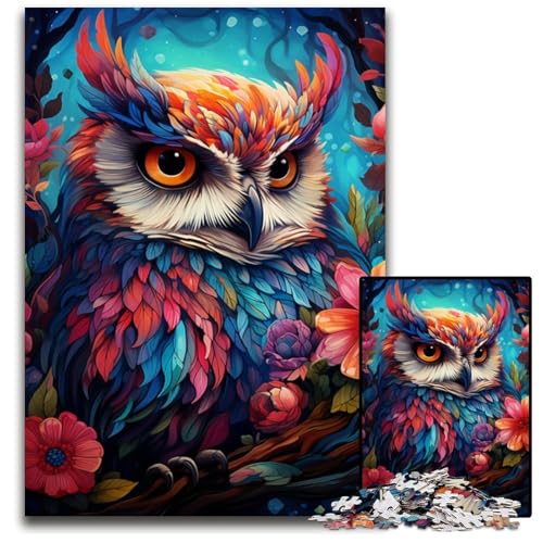 Puzzle für Erwachsene 1000 Teile Gemälde bunter Planet Eule anspruchsvolle Puzzles interaktives Familienspiel Heimdekoration Denksportaufgabe Geschenk 1000 Teile (75 x 50 cm) von CYSEHKRBL