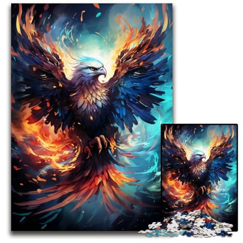 Puzzle für Erwachsene 1000 Teile Gemälde eines bunten Phönix Puzzles für Erwachsene kompliziertes Design für Teenager DIY-Dekor und gehirnfördernder Spaß 1000 Teile (75 x 50 cm) von CYSEHKRBL