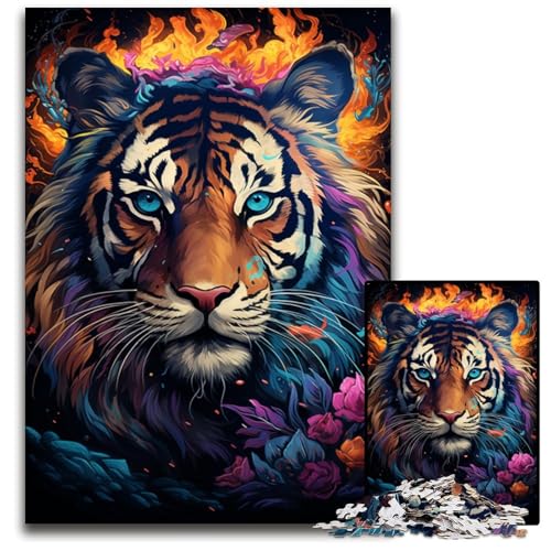 Puzzle für Erwachsene 1000 Teile Gemälde eines bunten Tigers schwierige Puzzles für Erwachsene perfekt als Halloween- Weihnachts- und Geburtstagsgeschenk 1000 Teile (75 x 50 cm) von CYSEHKRBL