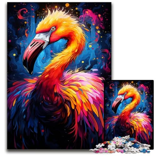 Puzzle für Erwachsene 1000 Teile Malen Bunte Flamingos Puzzles für Erwachsene für Heimdekoration Gehirntraining 1000 Teile (75 x 50 cm) von CYSEHKRBL