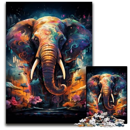 Puzzle für Erwachsene 1000 Teile Malen Farbe Elefant schwierige Puzzles für Erwachsene perfekt für Halloween Weihnachten Geburtstagsgeschenk 1000 PCS (75 x 50 cm) von CYSEHKRBL