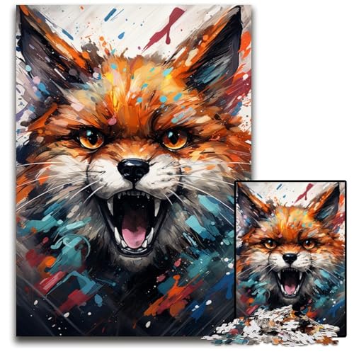 Puzzle für Erwachsene 1000 Teile Malen Farbe Fuchs Puzzle für Erwachsene für Heimdekoration Gehirntraining 1000 Teile (75 x 50 cm) von CYSEHKRBL