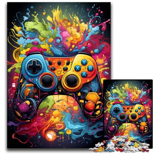 Puzzle für Erwachsene 1000 Teile Malen Farbe Gamepad Holzpuzzle Gehirn-Herausforderung Geschenk pädagogische Aktivität für Teenager 1000 Teile (75 x 50 cm) von CYSEHKRBL
