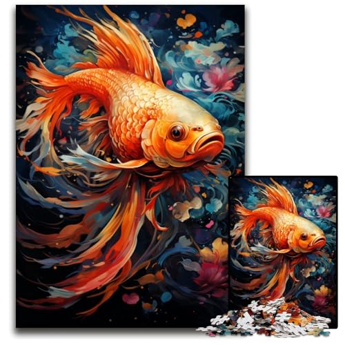 Puzzle für Erwachsene 1000 Teile Malen Farbe Goldfisch schwierige Puzzles für Erwachsene perfekt für Halloween Weihnachten Geburtstagsgeschenk 1000 PCS (75 x 50 cm) von CYSEHKRBL