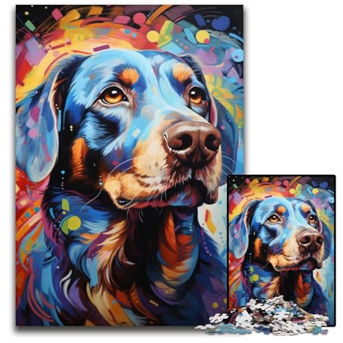 Puzzle für Erwachsene 1000 Teile Malen Farbe Hunde-Puzzles für Erwachsene Familienspaß Aktivität Gehirn-Herausforderung Teenager 1000 Teile (38 x 26 cm) von CYSEHKRBL