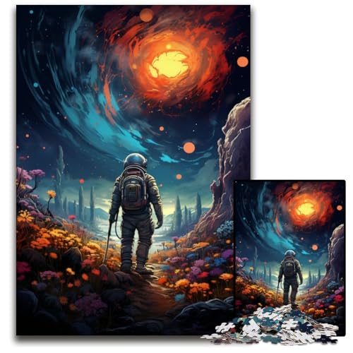 Puzzle für Erwachsene 1000 Teile Neonlandschaft bunt Psychedelischer Astronaut schwierige Puzzles für Erwachsene perfekt für Halloween Weihnachten Geburtstagsgeschenk 1000 PCS (75 x 50 cm) von CYSEHKRBL