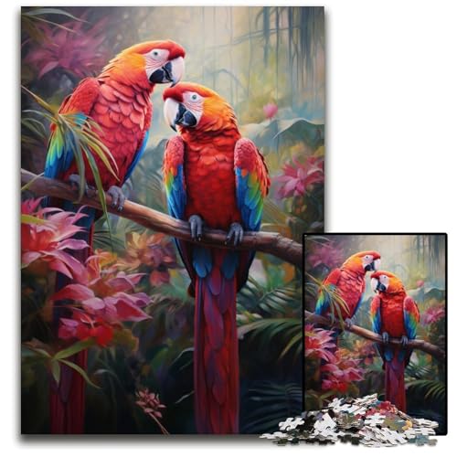 Puzzle für Erwachsene 1000 Teile Papagei im Dschungel Puzzle für Erwachsene für Heimdekoration Gehirntraining 1000 Teile (38 x 26 cm) von CYSEHKRBL
