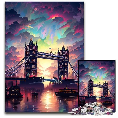 Puzzle für Erwachsene 1000 Teile Tower Bridge England Unmögliches Puzzle für Erwachsene Gehirn-Herausforderung Teenager und Heimdekoration 1000 PCS (38x26cm) von CYSEHKRBL
