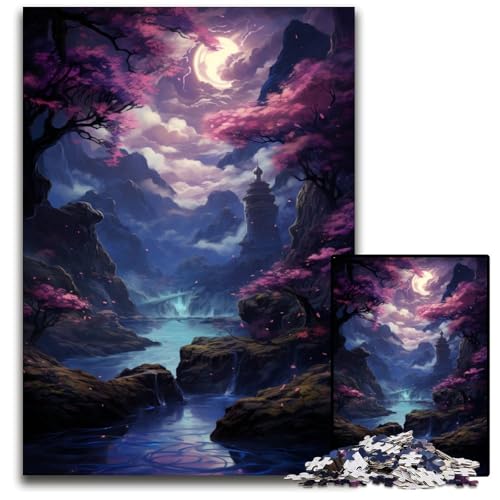 Puzzle für Erwachsene 1000 Teile rosa Wald Holzpuzzle Denksportaufgabe Geschenk pädagogische Aktivität für Teenager 1000 Teile (75 x 50 cm) von CYSEHKRBL