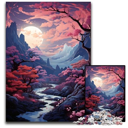 Puzzle für Erwachsene 1000 Teile rosa Wald Puzzle für Erwachsene für Heimdekoration Gehirntraining 1000 Teile (75 x 50 cm) von CYSEHKRBL