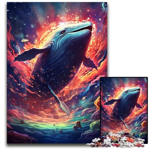 Puzzle für Erwachsene 1000 Wale unter dem Meer Papierpuzzle für Erwachsene DIY-Heimdekor Geschenk Denksportspiel 1000 Teile (38x26cm) von CYSEHKRBL