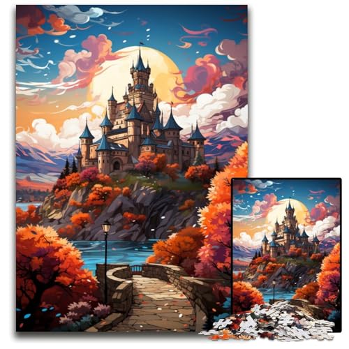 Puzzle mit 1000 Teilen Hoch aufragendes majestätisches Schloss anspruchsvolle Puzzles farbenfrohe Heimdekoration und interaktives Familienspiel 1000 Teile (75x50cm) von CYSEHKRBL