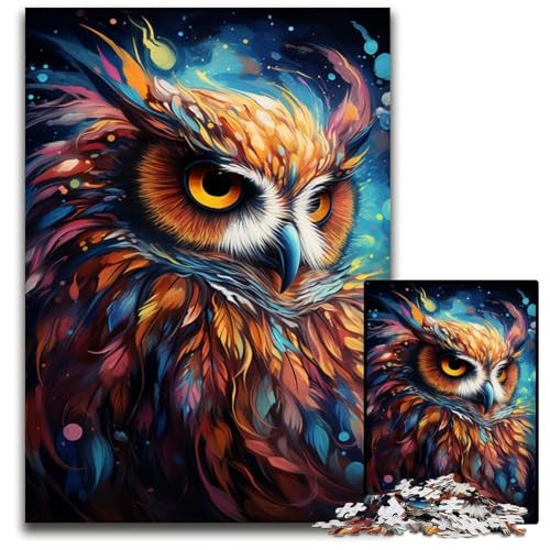 Puzzle mit 1000 Teilen für Erwachsene Bunte psychedelische Holzpuzzles von Nebula Owl perfekt als Geburtstags- Weihnachts 1000 Teile (75 x 50 cm) von CYSEHKRBL