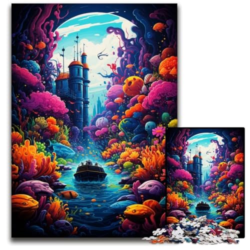 Puzzle mit 1000 Teilen für Erwachsene Die farbenfrohe Psychedelia der U-Boote anspruchsvolle Puzzles für Teenager und Familienspaß – DIY-Denkspiel als Geschenk 1000 Teile (75x50cm) von CYSEHKRBL