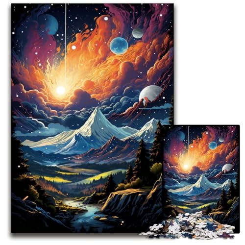 Puzzle mit 1000 Teilen für Erwachsene Die farbenfrohe Psychedelia des kosmischen Berges anspruchsvolle Puzzles für Teenager und Familienspaß – DIY-Denkspiel als Geschenk 1000 Teile (75x50cm) von CYSEHKRBL