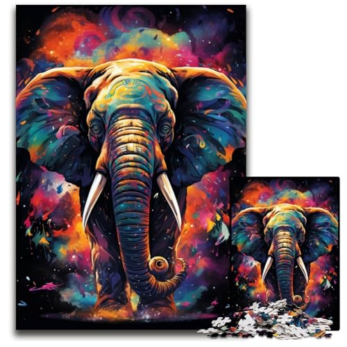 Puzzle mit 1000 Teilen für Erwachsene Malen Farbe Elefant Papierpuzzles entspannende Unterhaltung Heimdekoration 1000 Teile (38 x 26 cm) von CYSEHKRBL