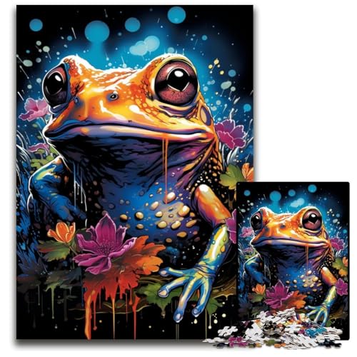 Puzzle mit 1000 Teilen für Erwachsene Malen Farbe Frosch Papierpuzzles entspannende Unterhaltung Heimdekoration 1000 Teile (38 x 26 cm) von CYSEHKRBL