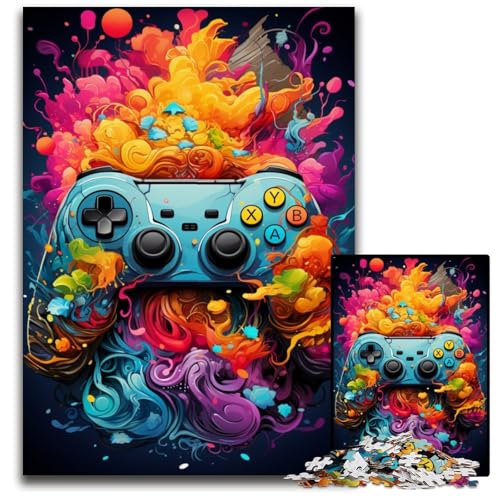 Puzzle mit 1000 Teilen für Erwachsene Malen Farbe Gamepad Holzpuzzles entspannende Unterhaltung Heimdekoration 1000 Teile (75 x 50 cm) von CYSEHKRBL