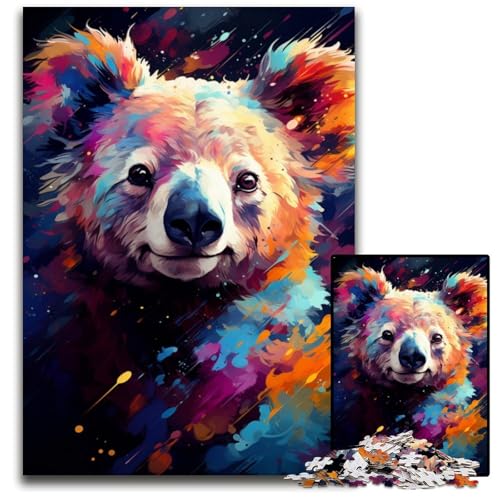 Puzzle mit 1000 Teilen für Erwachsene Malen Farbe Koala-Papierpuzzles entspannende Unterhaltung Heimdekoration 1000 Teile (38 x 26 cm) von CYSEHKRBL