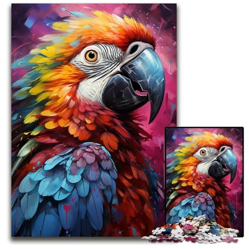 Puzzle mit 1000 Teilen für Erwachsene Malen bunter Papagei Papierpuzzles perfekt für Geburtstags- Weihnachts- und Halloweengeschenke 1000 Teile (38 x 26 cm) von CYSEHKRBL