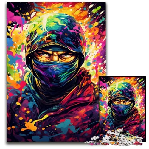 Puzzle mit 1000 Teilen für Erwachsene Malen von bunten Ninjas Papierpuzzle für Erwachsene Spaß für zu Hause Aktivitäten Geburtstagsgeschenk Reisegeschenke 1000 Teile (38 x 26 cm) von CYSEHKRBL