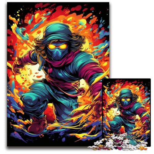 Puzzle mit 1000 Teilen für Erwachsene Malen von bunten Ninjas anspruchsvolle Puzzles anspruchsvolles DIY-Dekorationsspiel interaktives Familienspielzeug 1000 Teile (75 x 50 cm) von CYSEHKRBL