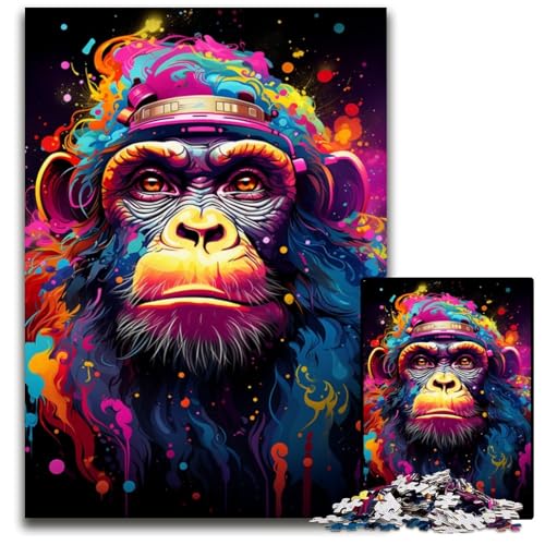 Puzzle mit 1000 Teilen für Erwachsene Malerei Kunst AFFE Holzpuzzle entspannende Unterhaltung Heimdekoration 1000 Teile (75 x 50 cm) von CYSEHKRBL